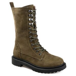 JOURNEE COLLECTION Womens Green Lace Cadee Round Toe Block Heel Combat Boots 9.5